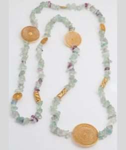 Amazonite Stone and GoldPlated Filigree Necklace made by ARTEMANOS