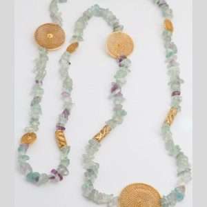 Amazonite Stone and GoldPlated Filigree Necklace made by ARTEMANOS