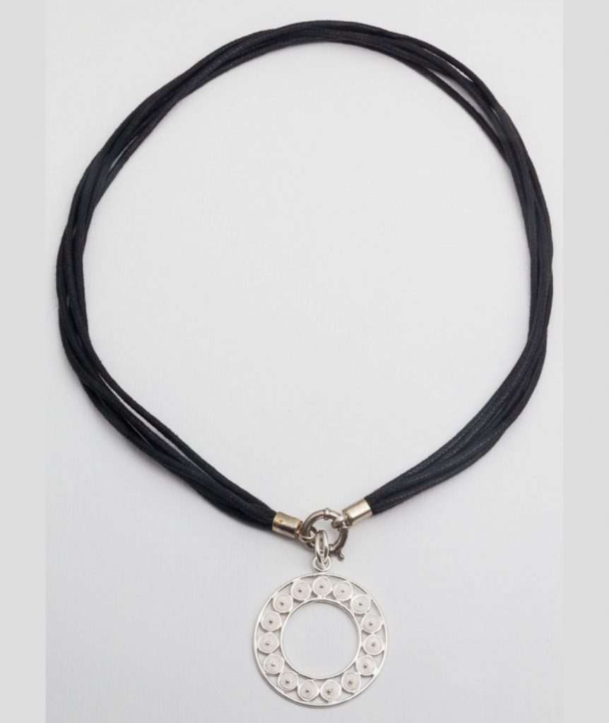 Black Necklace with Filigree Charm made by ARTEMANOS