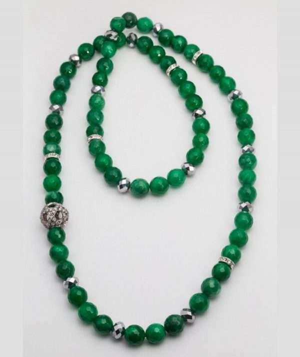 Green Agate's Necklace with Filigree Charm made by ARTEMANOS