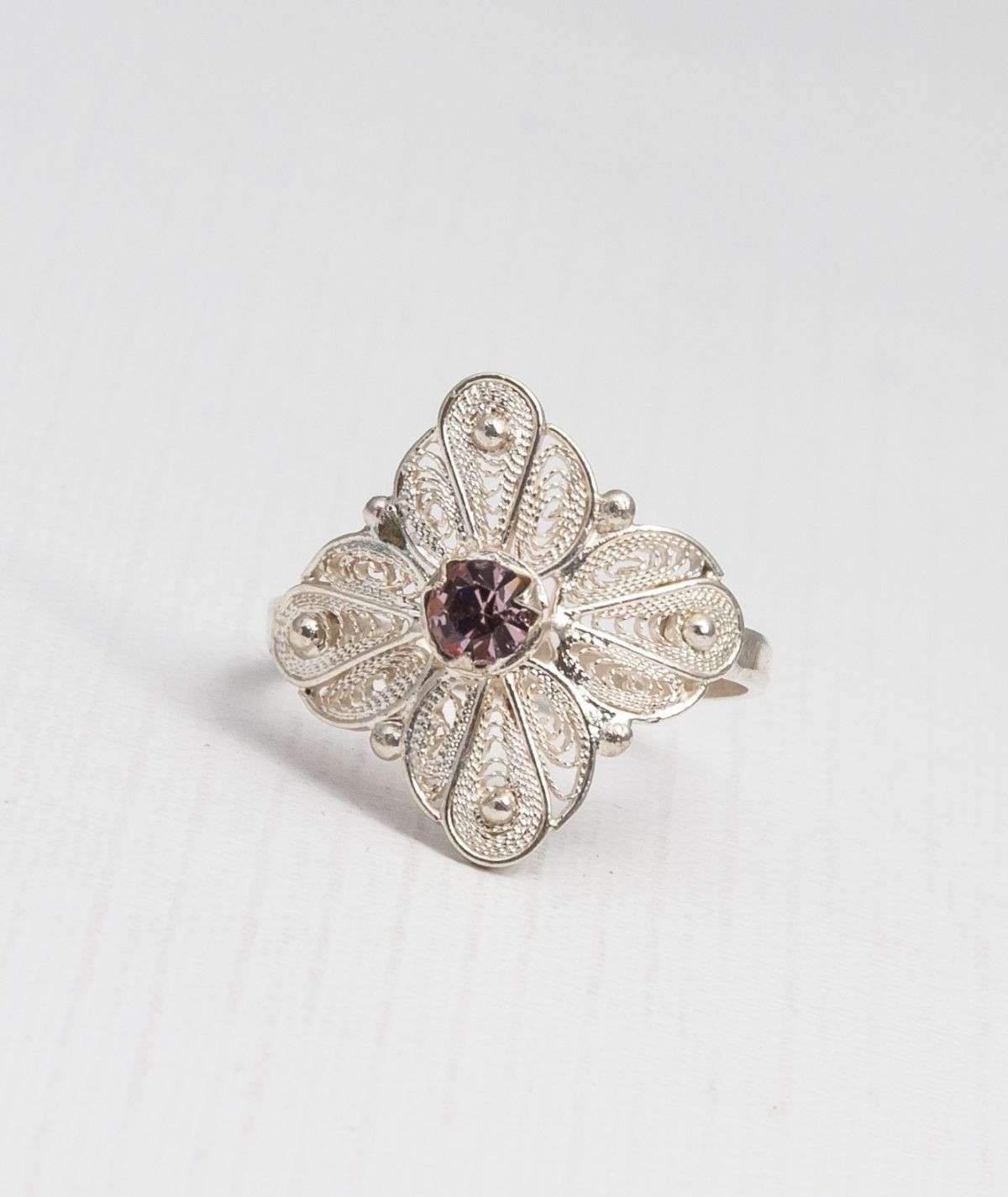 Filigree and Zircon Ring made by ARTEMANOS