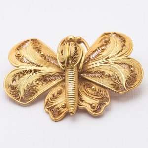 GoldPlated Filigree Butterfly Brooch made by ARTEMANOS
