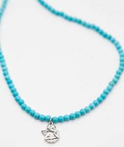 Turquoise beads Necklace with Angel made by ARTEMANOS