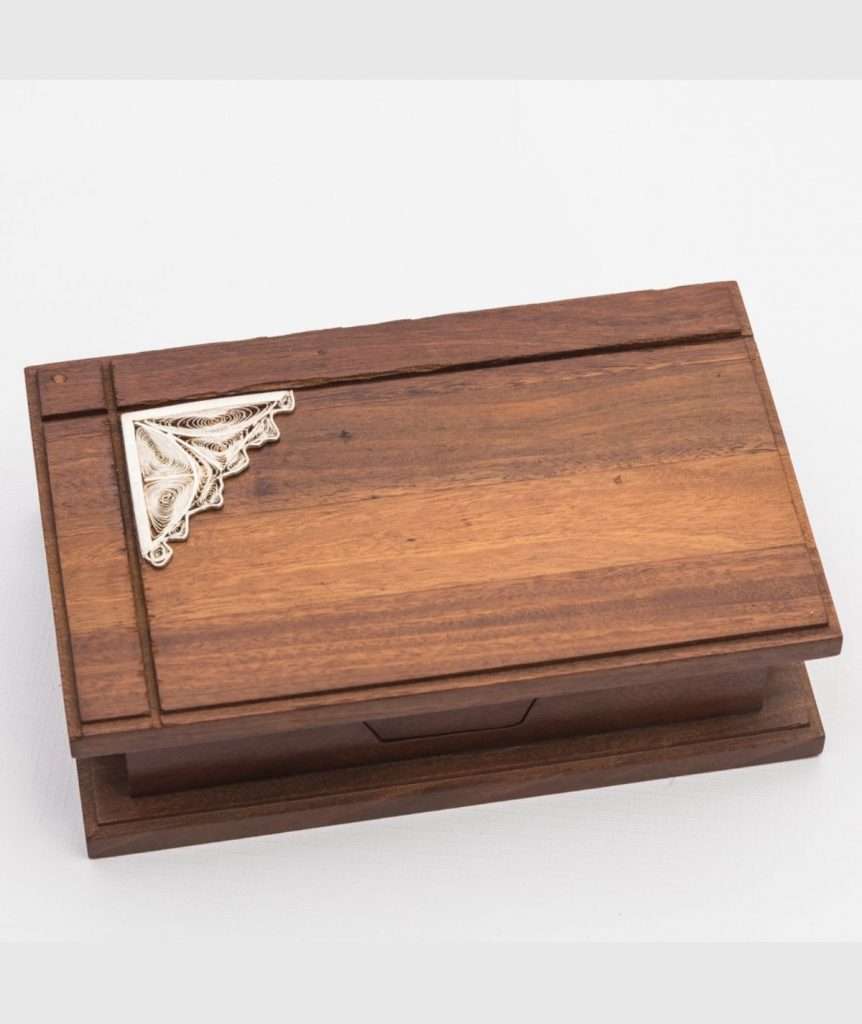 Wooden Box Card Holder with Filigree made by ARTEMANOSDeco