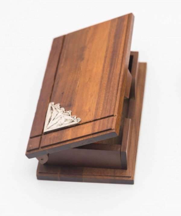 Wooden Box Card Holder with Filigree made by ARTEMANOSDeco